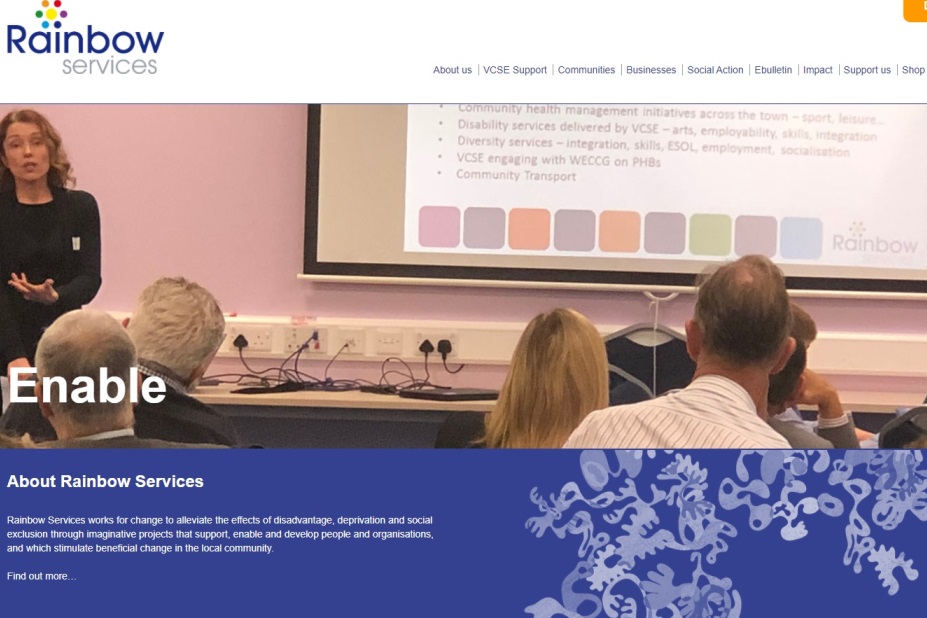 Screenshot of Rainbow Services website homepage